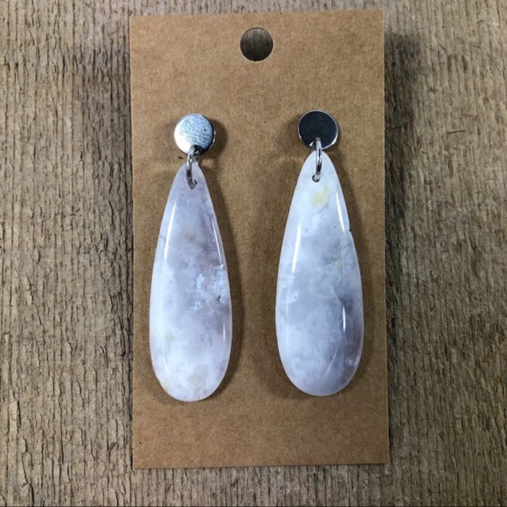 Chalcedony Agate Tear Drop Earrings